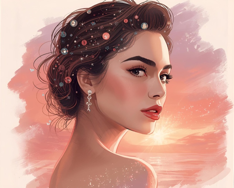 Messy Middle illustration of a woman looking ahead against a warm pink sunset